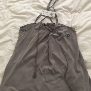 NWT Abercrombie lace up taupe tank
